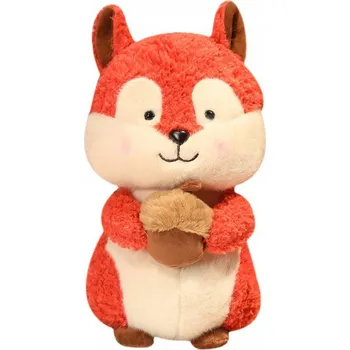 plyšák Plyšová veverka s oříškem 25 cm Hnědá