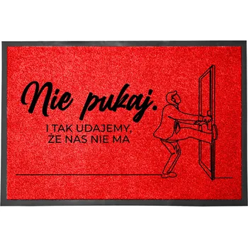 Rohožka VSTUPNÍ ROHOŽKA 40X60 ČERVENÁ NÁPIS NEKLEPEJTE – BUDEME PŘEDSTÍRAT, ŽE JSME PRYČ