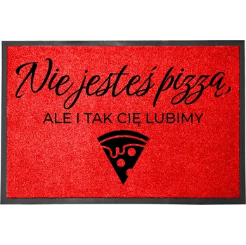 VSTUPNÍ ROHOŽKA 40X60 ČERVENÁ HUMOR NÁPIS NEJSTE PIZZA, ALE OK