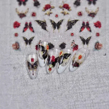 Lesklé 3D samolepky květiny na nehty | dekorace, nálepky na nehty - 1 ks MS317