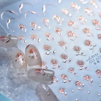 Umělé nehty 5D květinové samolepky na nehty růže | samolepky, nehtové doplňky - 1 ks MS621MGJ