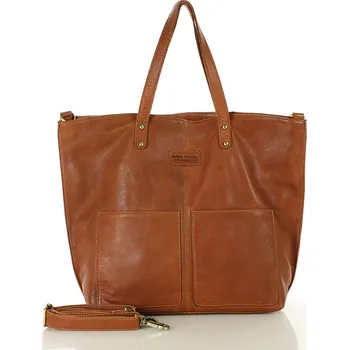 Kabelka Velká kožená kabelka shopper taška Barva: Hnědá