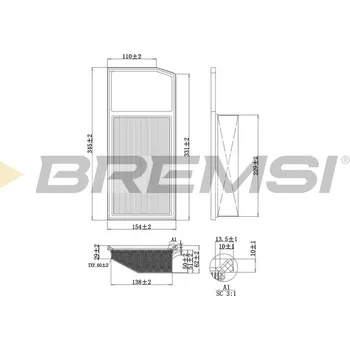 Vzduchový filtr Vzduchový filtr BREMSI FA0206
