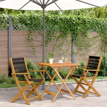 Bistro set nábytku 3 ks, černý polypropylen a dřevo