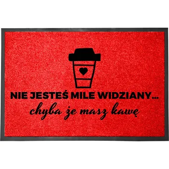 Rohožka VSTUPNÍ ROHOŽKA 40X60 ČERVENÁ HUMOR NÁPIS NEMÁTE KÁVU = NEVSTUPUJTE