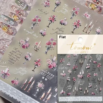 Kawaii květinové samolepky na nehty s 5D efektem | ozdoby, nálepky - MS725