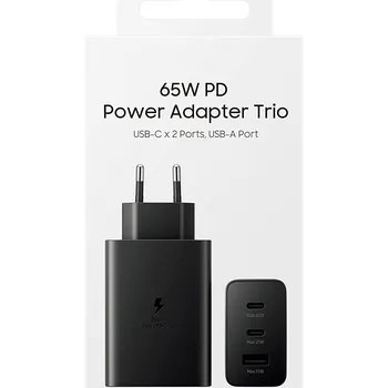 Síťová nabíječka Samsung 65W EP-T6530NBEGEU USB A a 2 x USB C