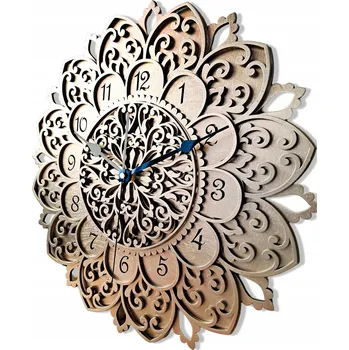 Hodiny DEKORATIVNÍ, PROLAMOVANÉ HODINY NA ZEĎ, MANDALA, KVĚTINA, TICHÉ, RUČNÍ VÝROBA, ZLATÉ