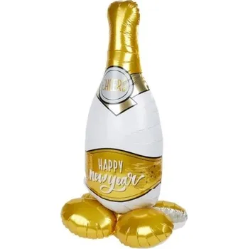 Balónek Fóliový balónek stojící Láhev Šampaňské Nový Rok Happy New Year 86 cm