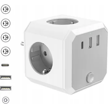 Elektrická zásuvka KOSTKA zásuvková lišta, kostka 4x AC USB-A USB-C