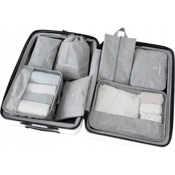 Organizér oblečení CESTOVNÍ ORGANIZÉR 7 ks ŠEDÝ DO KUFRU TAŠKY POUZDRO SADA NA OBLEČENÍ