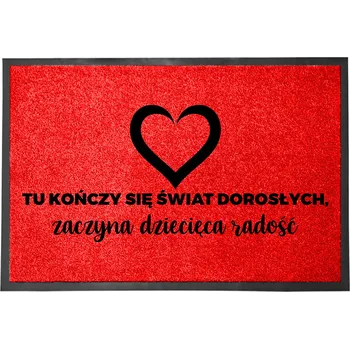 Rohožka VSTUPNÍ ROHOŽKA 40X60 ČERVENÁ HIT NÁPIS STOP DOSPĚLÝM, START RADOSTI