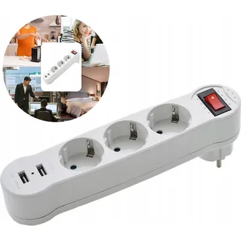 Elektrická zásuvka Adaptér s více zásuvkami, nástěnná zástrčka 4 uzemněné