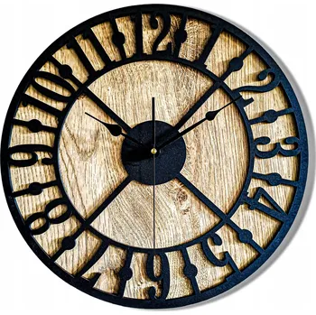 Hodiny VELKÉ, MODERNÍ NÁSTĚNNÉ HODINY, DŘEVO, PŘEHLEDNÉ, TICHÉ, LOFT STYL, DO OBÝVÁKU, 50 cm