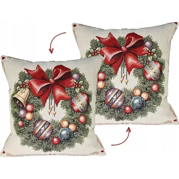 Povlak na polštářek Gobelínový povlak na polštář vánoční věnec ozdoby 45x45 tkaný dekorativní sváteční