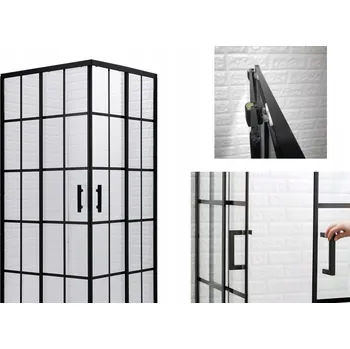 Sprchový kout 90x90 černý FRANCIE 2x mřížka příčky vanička sifon