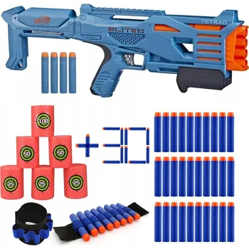 Dětská zbraň PISTOLE NERF ELITE 2.0 TETRAD QS-4 SADA + TERČE + 30 ŠIPEK + NÁRAMEK