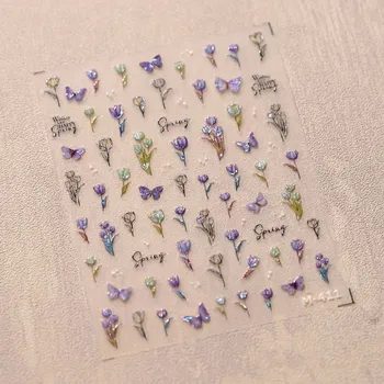 Elegantní květinové samolepky na nehty | dekorace, nálepky - M411