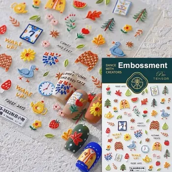 Umělé nehty Elegantní květinové samolepky na nehty | dekorace, nálepky - TS3822