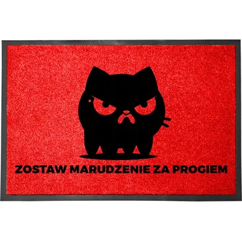 Rohožka VSTUPNÍ ROHOŽKA 40X60 ČERVENÁ HIT HUMOR NÁPIS NECHTE MRUČENÍ PŘED DVEŘMI