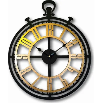 Hodiny VELKÉ, MODERNÍ NÁSTĚNNÉ HODINY, LOFT, VINTAGE, DO OBÝVÁKU, ZLATÉ, TICHÉ, 50 cm