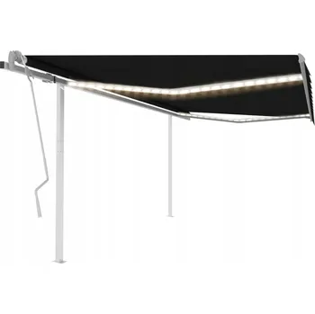 Markýza Ručně ovládaná markýza s LED osvětlením, 4,5 x 3 m, antracitová