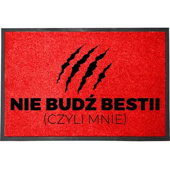 Rohožka VSTUPNÍ ROHOŽKA 40X60 ČERVENÁ KE DVEŘÍM S HUMORNÝM NÁPIS NEBUĎ MĚ