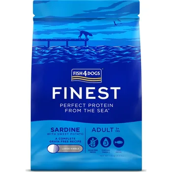 Krmivo pro psa FISH4DOGS Granule velké pro dospělé psy Finest sardinka se sladkými bramborami 1,5 kg, 1+