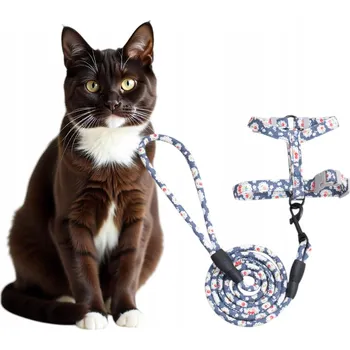 POHODLNÉ TMAVĚ MODRÉ NASTAVITELNÉ POSTROJE GUARD S VODÍTKEM PRO KOČKY VELIKOST M