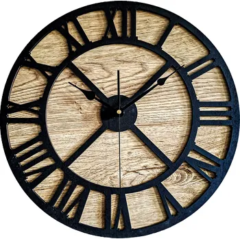 Hodiny VELKÉ, MODERNÍ NÁSTĚNNÉ HODINY, DŘEVO, ŘÍMSKÉ ČÍSLICE, LOFT STYL, DO OBÝVACÍHO POKOJE, 50 cm