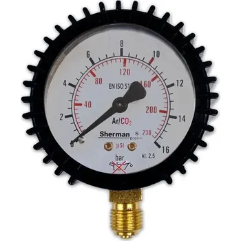 Ventil MANOMETR PRO SMĚS PLYNŮ NA LÁHEV ARGON CO2 HELIUM PRACOVNÍ 16 BAR ZÁVIT G1/4