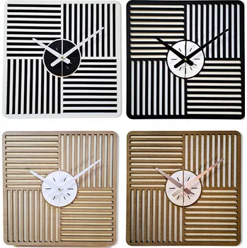 Hodiny VELKÉ, MODERNÍ DŘEVĚNÉ HODINY NA ZEĎ, LAMELY, LOFT, DO OBÝVÁKU, ČTVEREC