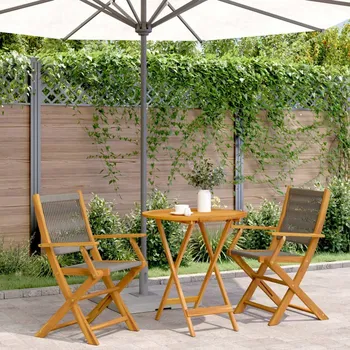 Zahradní sestava 3dílná bistro sada nábytku, šedý polypropylen a dřevo