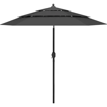 Slunečník Klasický slunečník VidaXL černý 250 x 229 cm