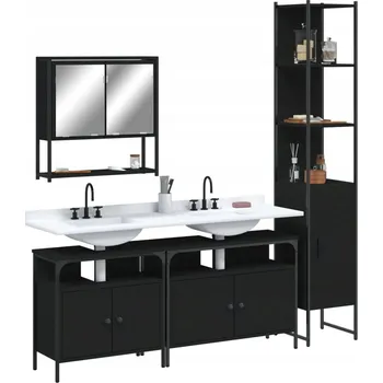 Koupelnový nábytek 4dílný set koupelnového nábytku černý kompozitní dřevo IM_3214685