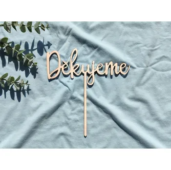 Svatební dekorace Dřevěný zápich do dortu Děkujeme - D-decor