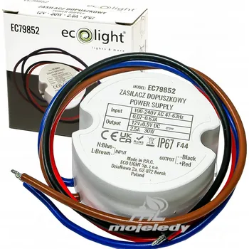 LED napájecí zdroj 30W do krabice 12V DC 2,5A, vodotěsný IP67, 110-240V