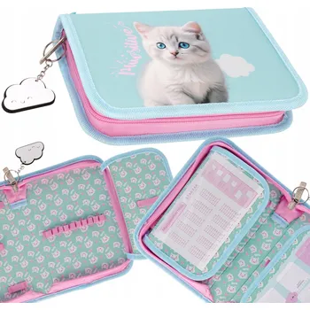 Penál Roztomilá kočka Penál dvoupatrový bez vybavení ROZKLÁDACÍ školní penál