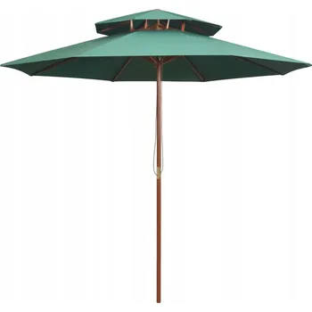 Slunečník Slunečník s dvojitou stříškou, 270x270 cm dřevo, zelený