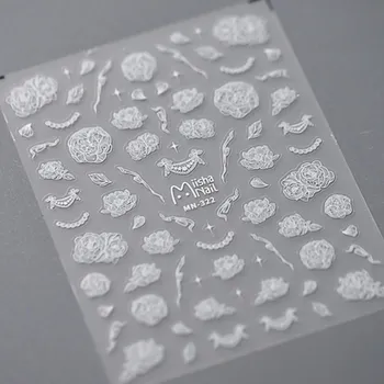 Lesklé 3D samolepky květiny na nehty | dekorace, nálepky na nehty - 1 ks MN-322