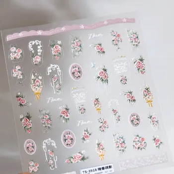 Elegantní květinové samolepky na nehty | dekorace, nálepky - TS3918