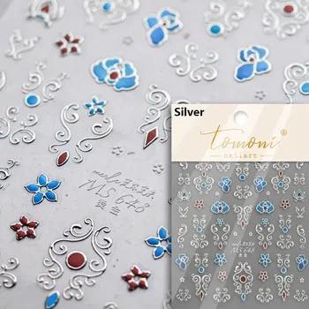 Kawaii květinové samolepky na nehty s 5D efektem | ozdoby, nálepky - MS648S