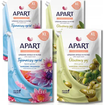 Mýdlo APART Pečující tekuté mýdlo pro citlivou pokožku Náhradní náplň MIX 1500ml 2+2