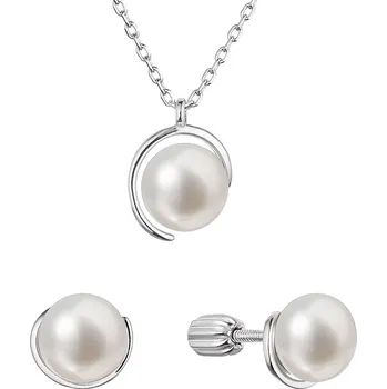 Souprava šperků Sada šperků s bílou říční perlou 29055.1B | Luxusní set | Precizní provedení | Dámské šperky | Sada pro ženy ROMERO rhodiované stříbro, říční perly