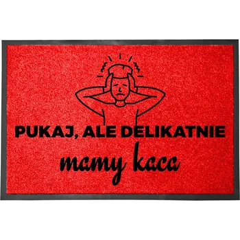 VSTUPNÍ ROHOŽKA 40X60 ČERVENÁ HIT NÁPIS KLEPEJTE POTICHU – MÁME KOCovINU