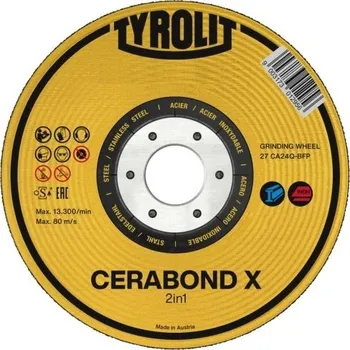 Brusný kotouč Brusný kotouč TYROLIT Premium Cerabond X 2v1 125x7x22,22 mm - na ocel a nerez T42 CA24Q-BFP