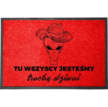 VSTUPNÍ ROHOŽKA 40X60 ČERVENÁ HIT VTIPNÝ NÁPIS DIVNOST = NORMALNOST