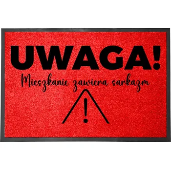 Rohožka VSTUPNÍ ROHOŽKA 40X60 MONOCHROM ČERVENÁ HUMOR NÁPIS SARKASMUS V DOMĚ