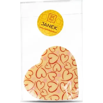Čokoláda Bílé čokoládové srdíčko s potiskem, 31%, 14 g, JANEK