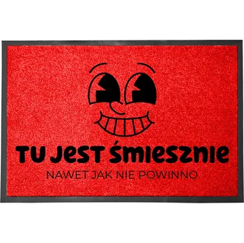 Rohožka VSTUPNÍ ROHOŽKA 40X60 ČERVENÁ HUMOR NÁPIS TADY JE VŽDYCKY SMĚŠNÁ